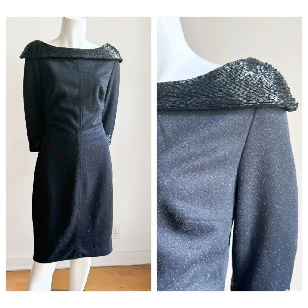 Matis by Lucian Matis Retro Style 50s 60s Beaded Sheath Dress M